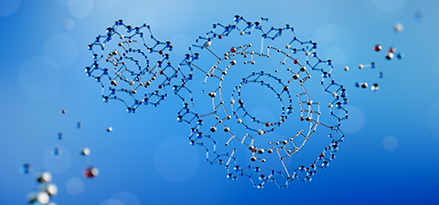 Molécules bleues créant 2 rouages.